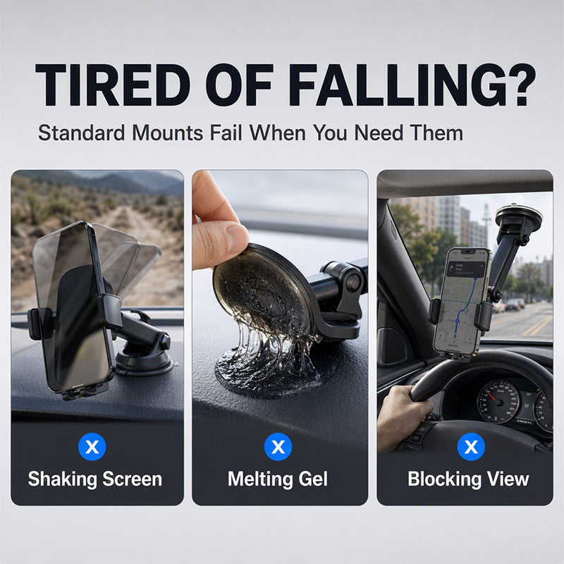 🥳2026 HOT SALE🥳💞50K+ SOLD! 📱🚗 50% OFF! Nano Vacuum Car Phone Holder – relentless grip on any dashboard, 360° folding arm, one-hand auto-lock. No slipping, no glare – safer driving! 🛡️✅