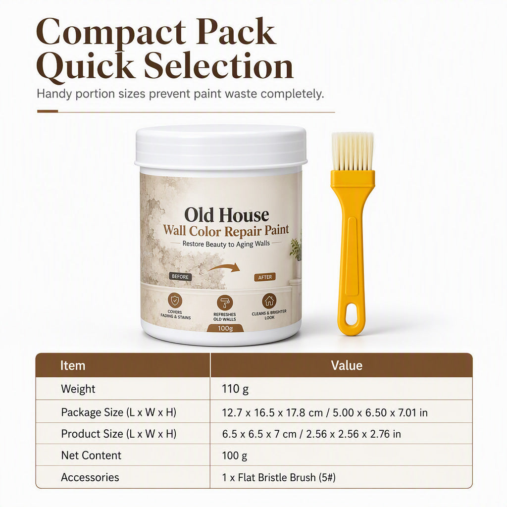 🥳2026 HOT SALE🥳💞50K+ SOLD! 🎨🧱 50% OFF! Wall Repair Touch-Up Paint – creamy high-opacity paste covers yellow stains & scuffs in one coat. 100g pack, 4 simple steps, peel-resistant. Restore walls effortlessly! 🏠✅