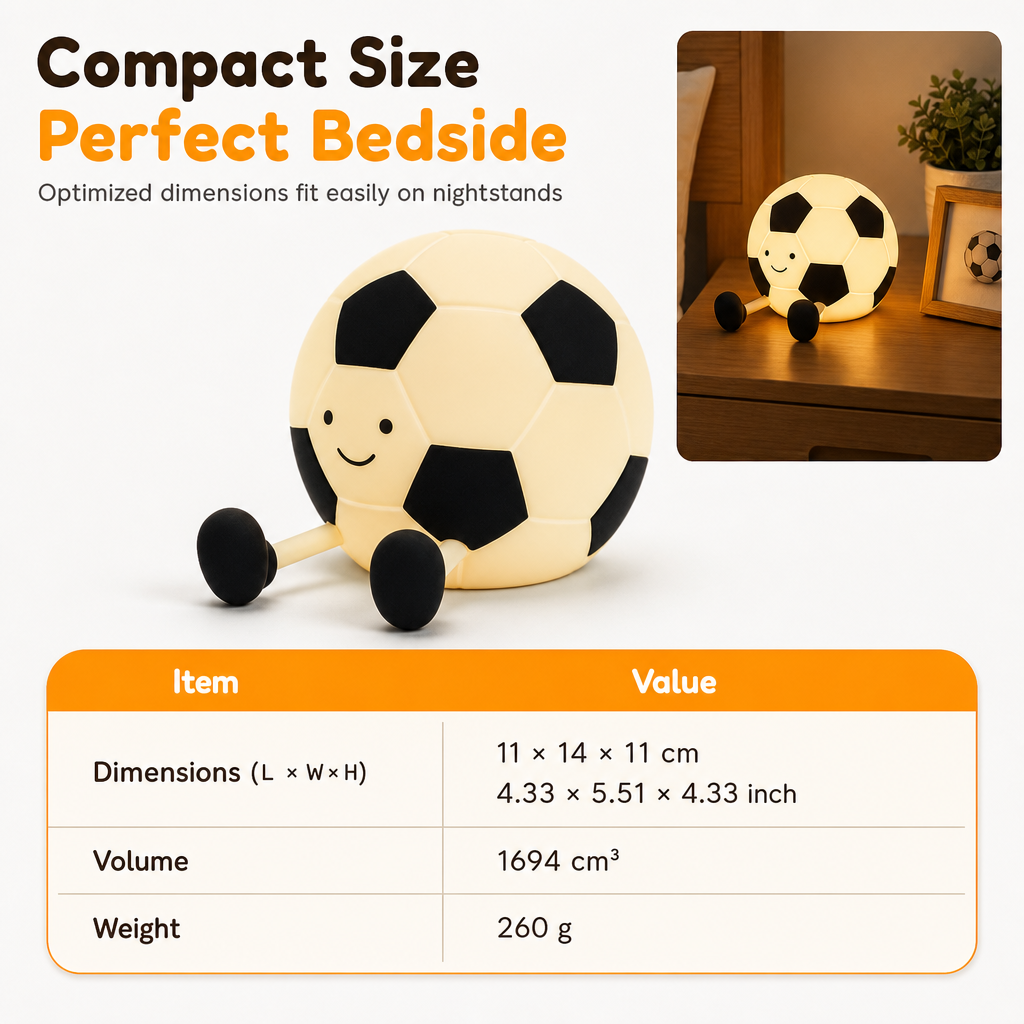 🥳2026 HOT SALE🥳💞50K+ SOLD! ⚽💡 50% OFF! Rechargeable Soccer Night Light – soft glow, tap control, squishy silicone. Kid-safe & soothing for bedtime! 🛡️💚