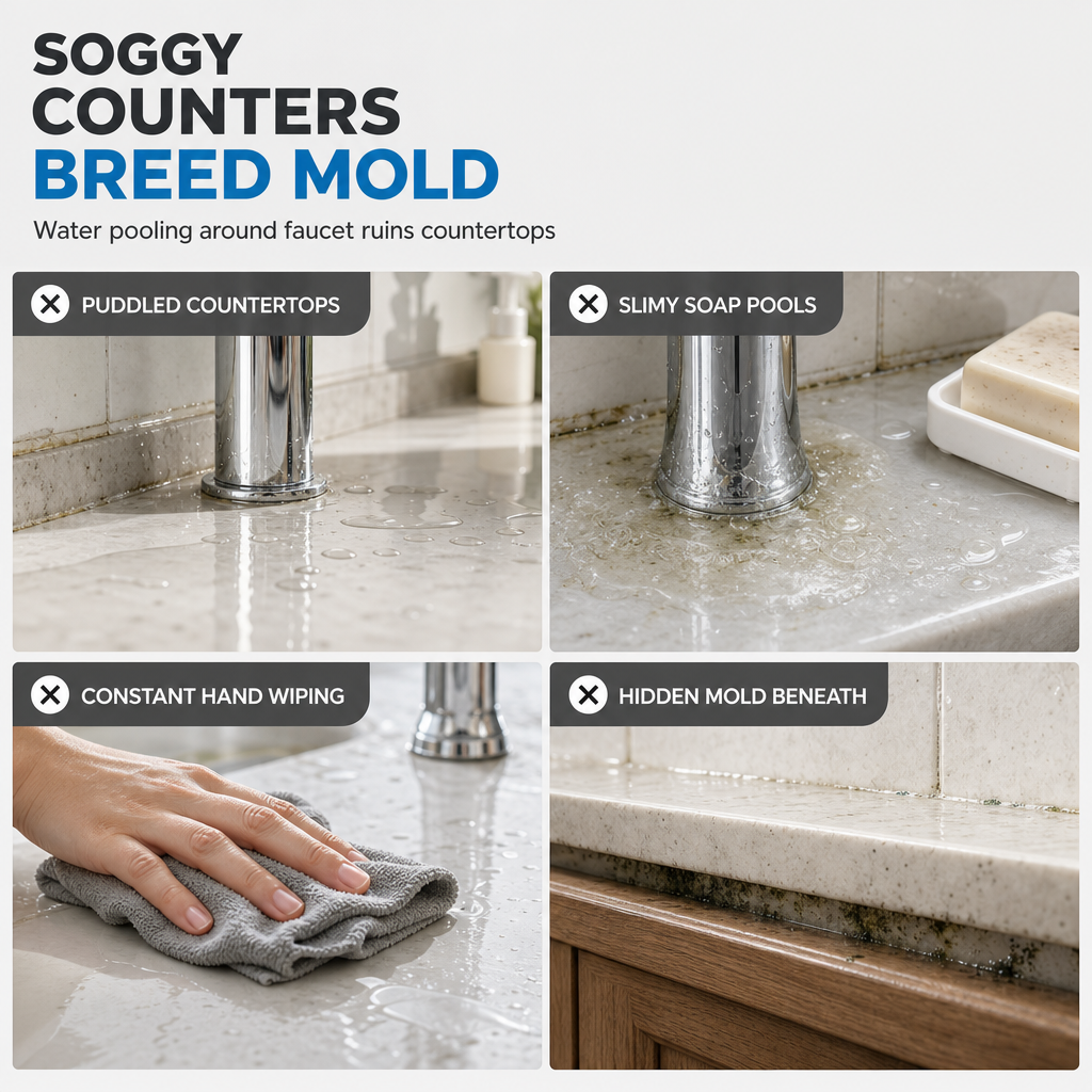 🥳2026 HOT SALE🥳💞50K+ SOLD! 🧽💧 50% OFF! Silicone Faucet Splash Guard Mat – sloped drain, cuttable, keeps countertops dry. Fits various sinks! 🛡️✅