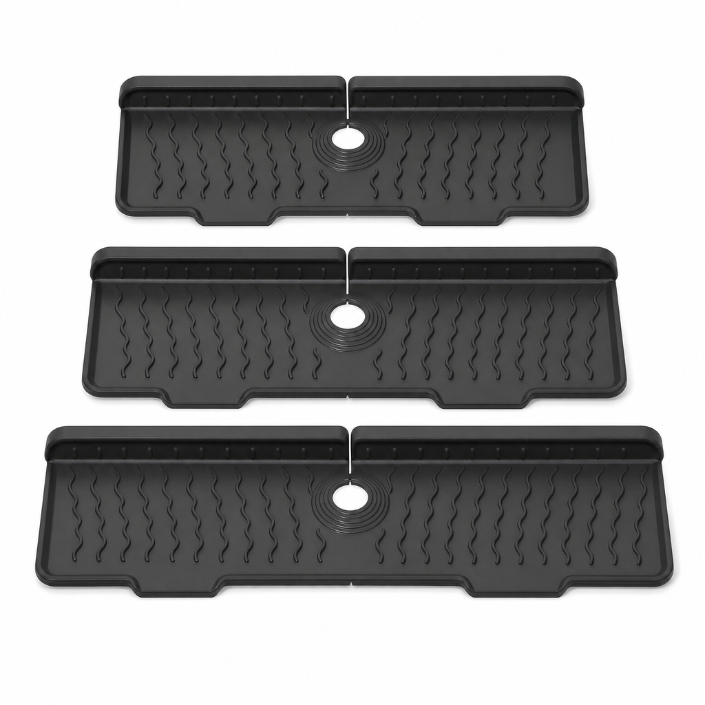 🥳2026 HOT SALE🥳💞50K+ SOLD! 🧽💧 50% OFF! Silicone Faucet Splash Guard Mat – sloped drain, cuttable, keeps countertops dry. Fits various sinks! 🛡️✅