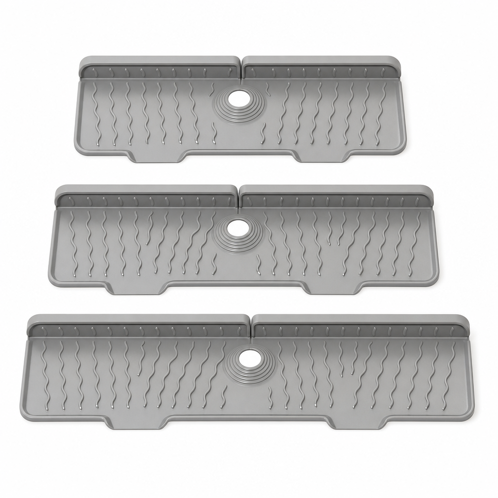 🥳2026 HOT SALE🥳💞50K+ SOLD! 🧽💧 50% OFF! Silicone Faucet Splash Guard Mat – sloped drain, cuttable, keeps countertops dry. Fits various sinks! 🛡️✅
