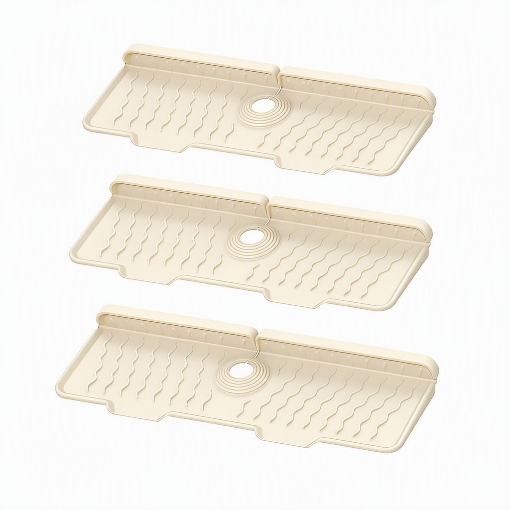 🥳2026 HOT SALE🥳💞50K+ SOLD! 🧽💧 50% OFF! Silicone Faucet Splash Guard Mat – sloped drain, cuttable, keeps countertops dry. Fits various sinks! 🛡️✅