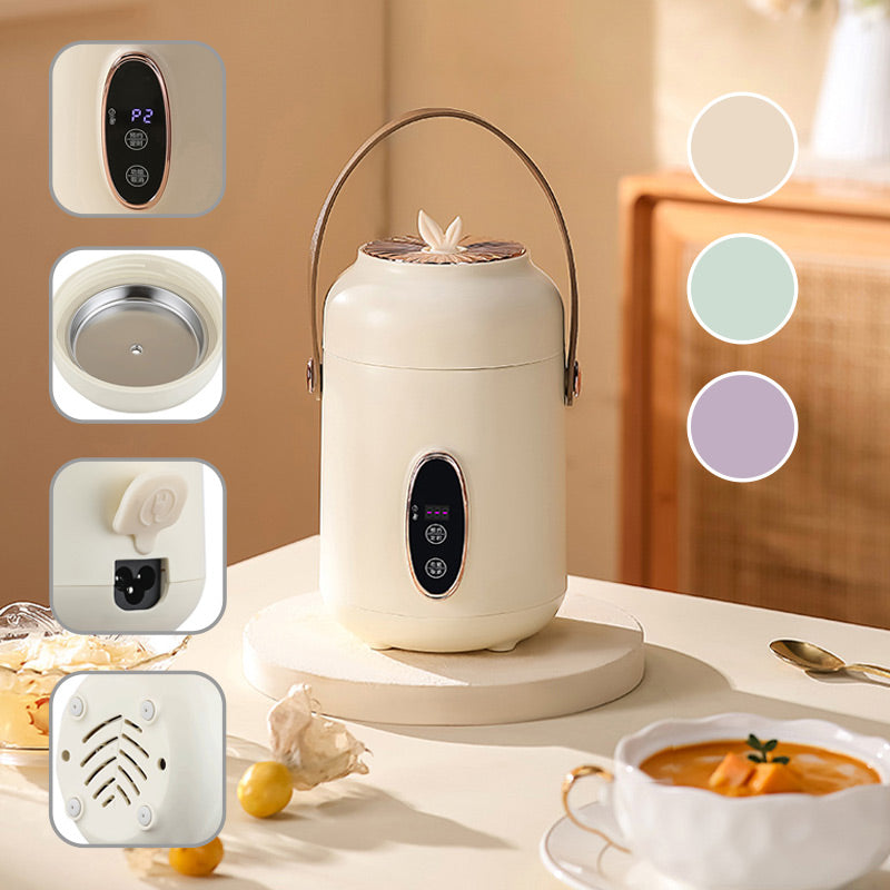 🥳2026 HOT SALE🥳💞50K+ SOLD! 🍲⏰ 50% OFF! Portable Electric Stewpot – 900ml, 9-hour reservation, 5 heat levels. Non-stick, hidden plug, anti-slip base. Cooks rice, soup & porridge – perfect for 1-2 people or travel! 🏠✅