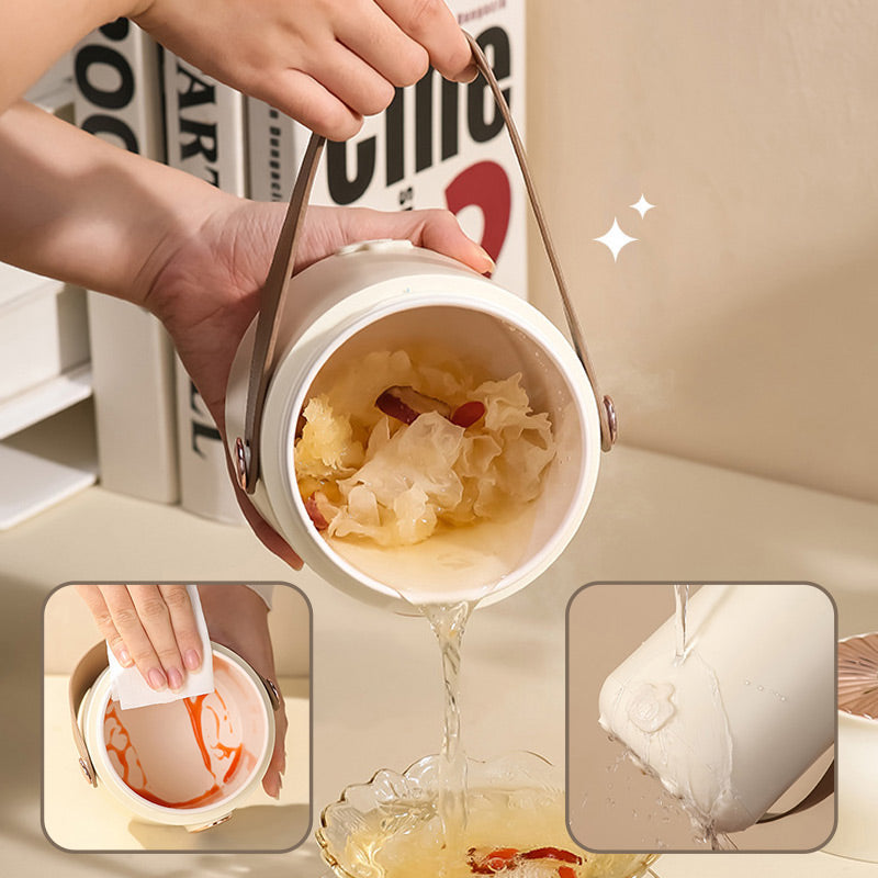 🥳2026 HOT SALE🥳💞50K+ SOLD! 🍲⏰ 50% OFF! Portable Electric Stewpot – 900ml, 9-hour reservation, 5 heat levels. Non-stick, hidden plug, anti-slip base. Cooks rice, soup & porridge – perfect for 1-2 people or travel! 🏠✅