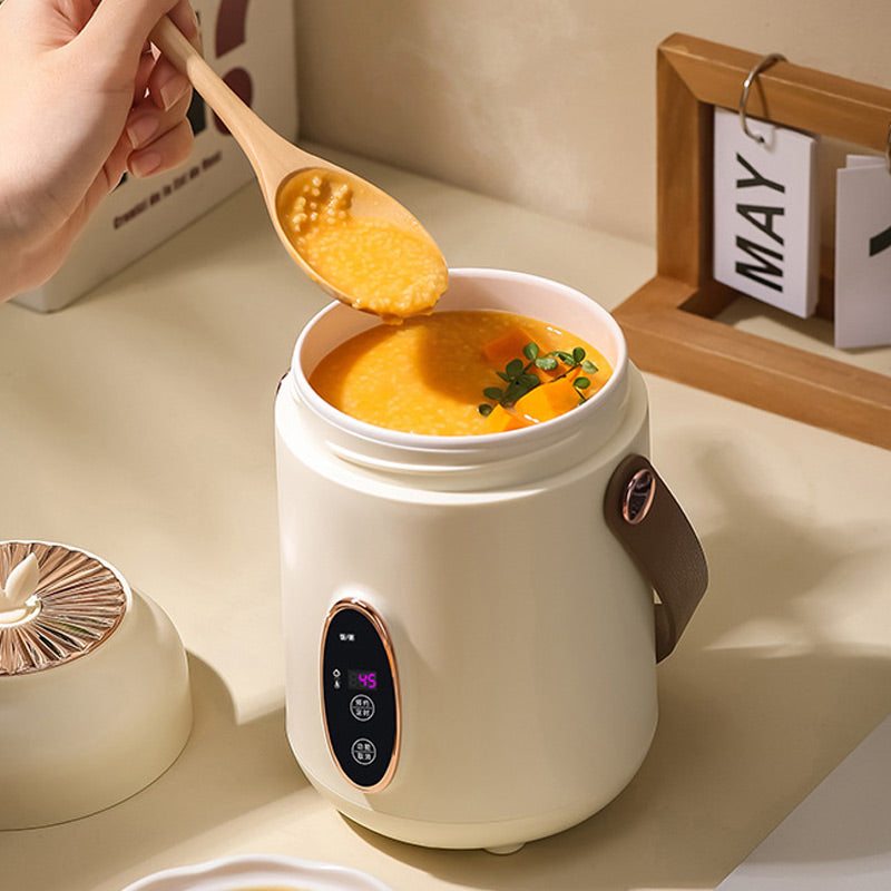 🥳2026 HOT SALE🥳💞50K+ SOLD! 🍲⏰ 50% OFF! Portable Electric Stewpot – 900ml, 9-hour reservation, 5 heat levels. Non-stick, hidden plug, anti-slip base. Cooks rice, soup & porridge – perfect for 1-2 people or travel! 🏠✅