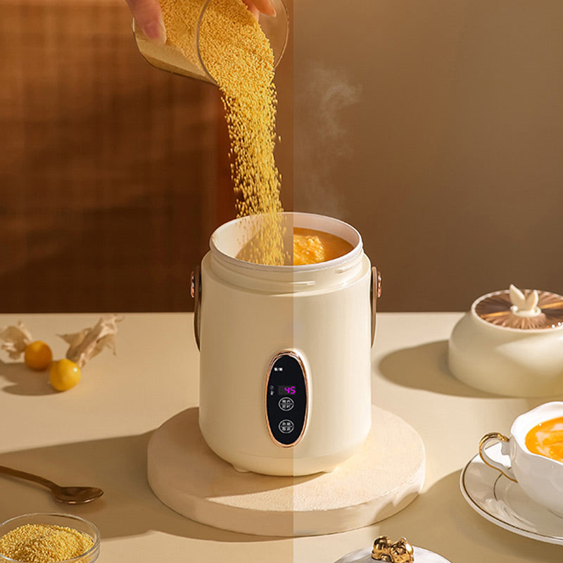 🥳2026 HOT SALE🥳💞50K+ SOLD! 🍲⏰ 50% OFF! Portable Electric Stewpot – 900ml, 9-hour reservation, 5 heat levels. Non-stick, hidden plug, anti-slip base. Cooks rice, soup & porridge – perfect for 1-2 people or travel! 🏠✅