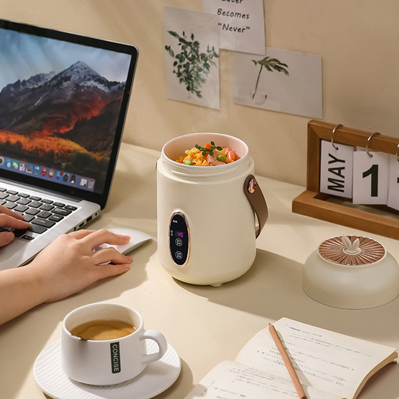 🥳2026 HOT SALE🥳💞50K+ SOLD! 🍲⏰ 50% OFF! Portable Electric Stewpot – 900ml, 9-hour reservation, 5 heat levels. Non-stick, hidden plug, anti-slip base. Cooks rice, soup & porridge – perfect for 1-2 people or travel! 🏠✅