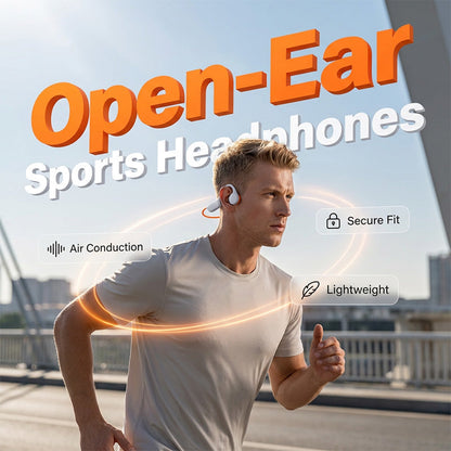 🥳2026 HOT SALE🥳💞50K+ SOLD! 🎧🏃 50% OFF! Open-Ear Air Conduction Sports Headphones – secure wrap fit, hear traffic while listening. Ultra-light 21g, sweat/rain resistant, Bluetooth 5.3. Safe for walks, runs & cycling! 🛡️💪