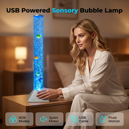 🥳2026 HOT SALE🥳💞50K+ SOLD! 💧🐠 50% OFF! USB Water Column Night Light – bubbling water, swimming fish & colour-changing LEDs. Calming sensory lamp for bedrooms & relaxation. Plug & play! 🌈💡