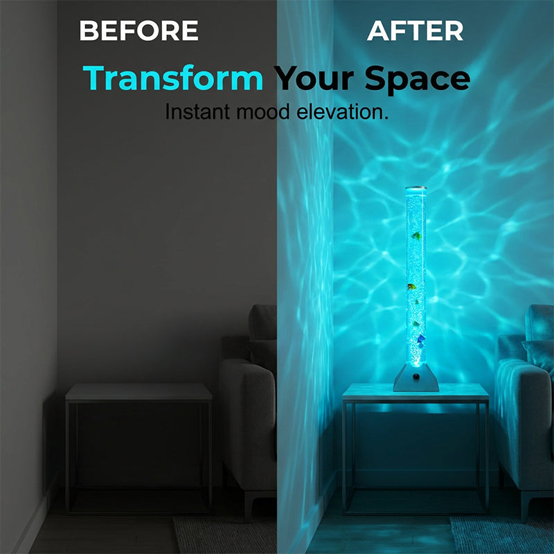 🥳2026 HOT SALE🥳💞50K+ SOLD! 💧🐠 50% OFF! USB Water Column Night Light – bubbling water, swimming fish & colour-changing LEDs. Calming sensory lamp for bedrooms & relaxation. Plug & play! 🌈💡