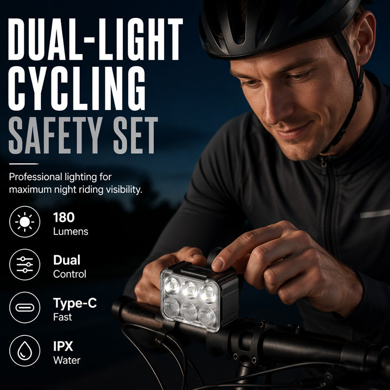 🥳2026 HOT SALE🥳💞50K+ SOLD! 🚲📱 50% OFF! Shockproof Bike Phone Mount + 6-LED Light Set – 180 lumens, Type-C rechargeable, dual independent lights, waterproof. Safe night cycling! 🛡️💪