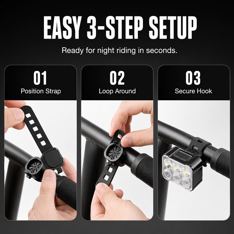 🥳2026 HOT SALE🥳💞50K+ SOLD! 🚲📱 50% OFF! Shockproof Bike Phone Mount + 6-LED Light Set – 180 lumens, Type-C rechargeable, dual independent lights, waterproof. Safe night cycling! 🛡️💪