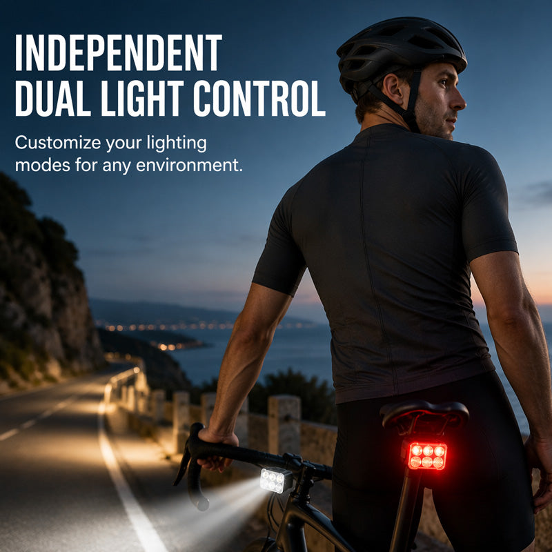 🥳2026 HOT SALE🥳💞50K+ SOLD! 🚲📱 50% OFF! Shockproof Bike Phone Mount + 6-LED Light Set – 180 lumens, Type-C rechargeable, dual independent lights, waterproof. Safe night cycling! 🛡️💪