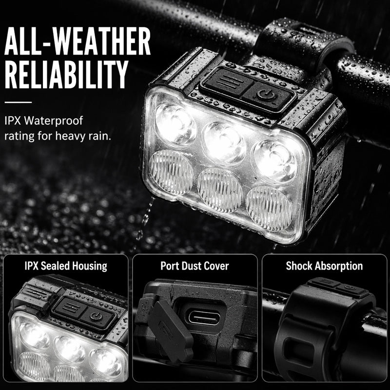 🥳2026 HOT SALE🥳💞50K+ SOLD! 🚲📱 50% OFF! Shockproof Bike Phone Mount + 6-LED Light Set – 180 lumens, Type-C rechargeable, dual independent lights, waterproof. Safe night cycling! 🛡️💪