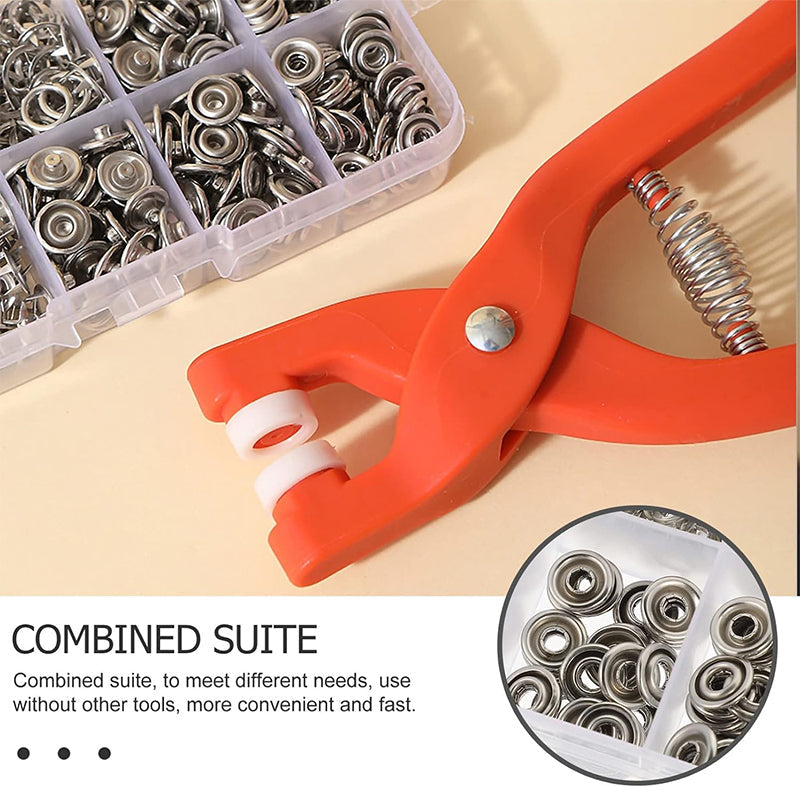 🥳2026 HOT SALE🥳💞50K+ SOLD! 🧷✨ 50% OFF TODAY ONLY! Sew-Free Snap Fastener Plier Kit – no needle, no thread! Ergonomic plier & durable snaps for shirts, curtains, crafts & pet clothing. Storage box included! 🛡️💪