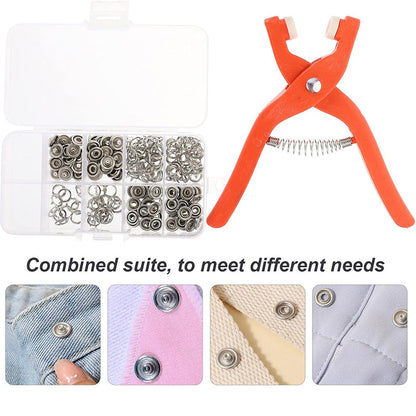 🥳2026 HOT SALE🥳💞50K+ SOLD! 🧷✨ 50% OFF TODAY ONLY! Sew-Free Snap Fastener Plier Kit – no needle, no thread! Ergonomic plier & durable snaps for shirts, curtains, crafts & pet clothing. Storage box included! 🛡️💪