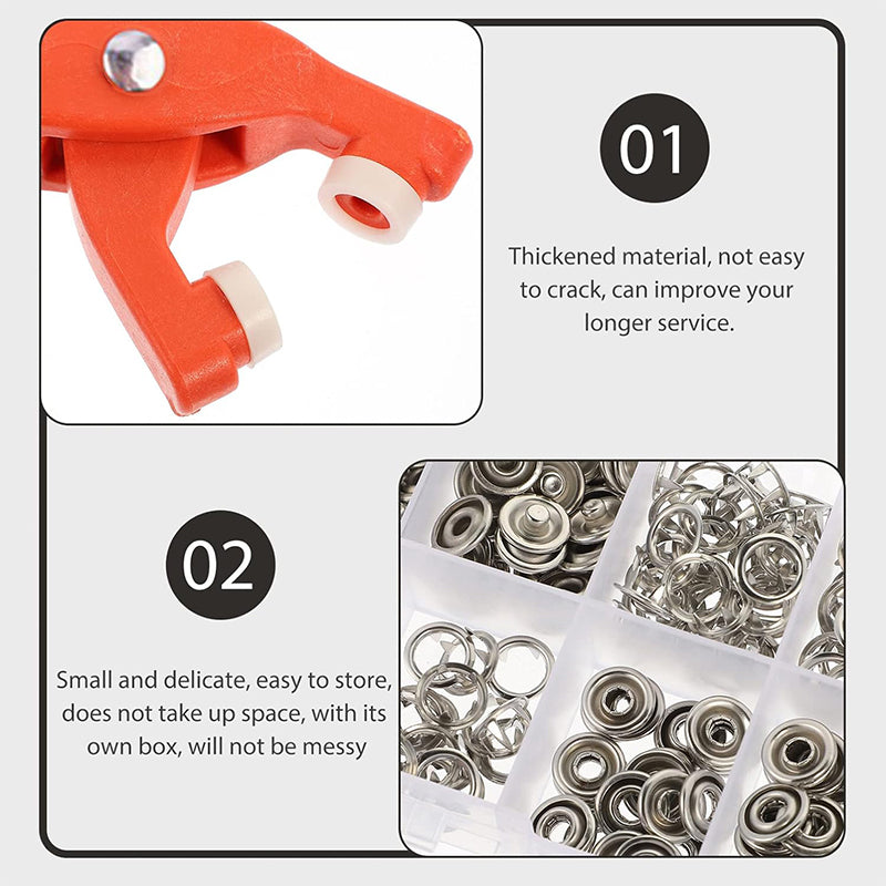 🥳2026 HOT SALE🥳💞50K+ SOLD! 🧷✨ 50% OFF TODAY ONLY! Sew-Free Snap Fastener Plier Kit – no needle, no thread! Ergonomic plier & durable snaps for shirts, curtains, crafts & pet clothing. Storage box included! 🛡️💪