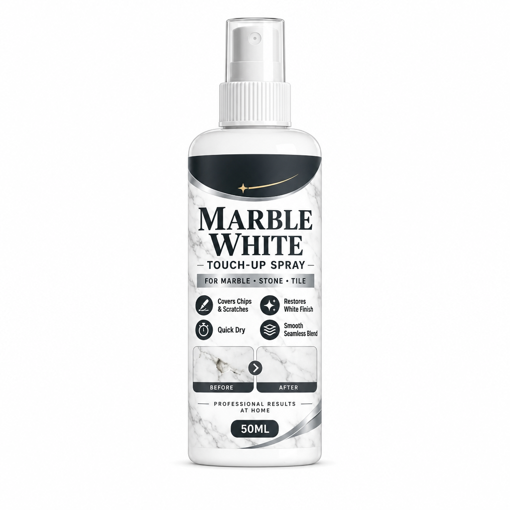 🥳2026 HOT SALE🥳💞50K+ SOLD! 🛠️💎 50% OFF! Marble White Touch-Up Spray Paint – precision spray restores chipped countertops & tiles to a seamless glossy finish. 50ml, 3 easy steps, no brush marks! 🏠✨