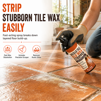 🥳2026 HOT SALE🥳💞50K+ SOLD! 🧴🧽 50% OFF! Terracotta & Saltillo Tile Wax Remover Spray – active foam dissolves thick wax, includes scraper. Restore natural matte finish in 3 steps! 🏺✨