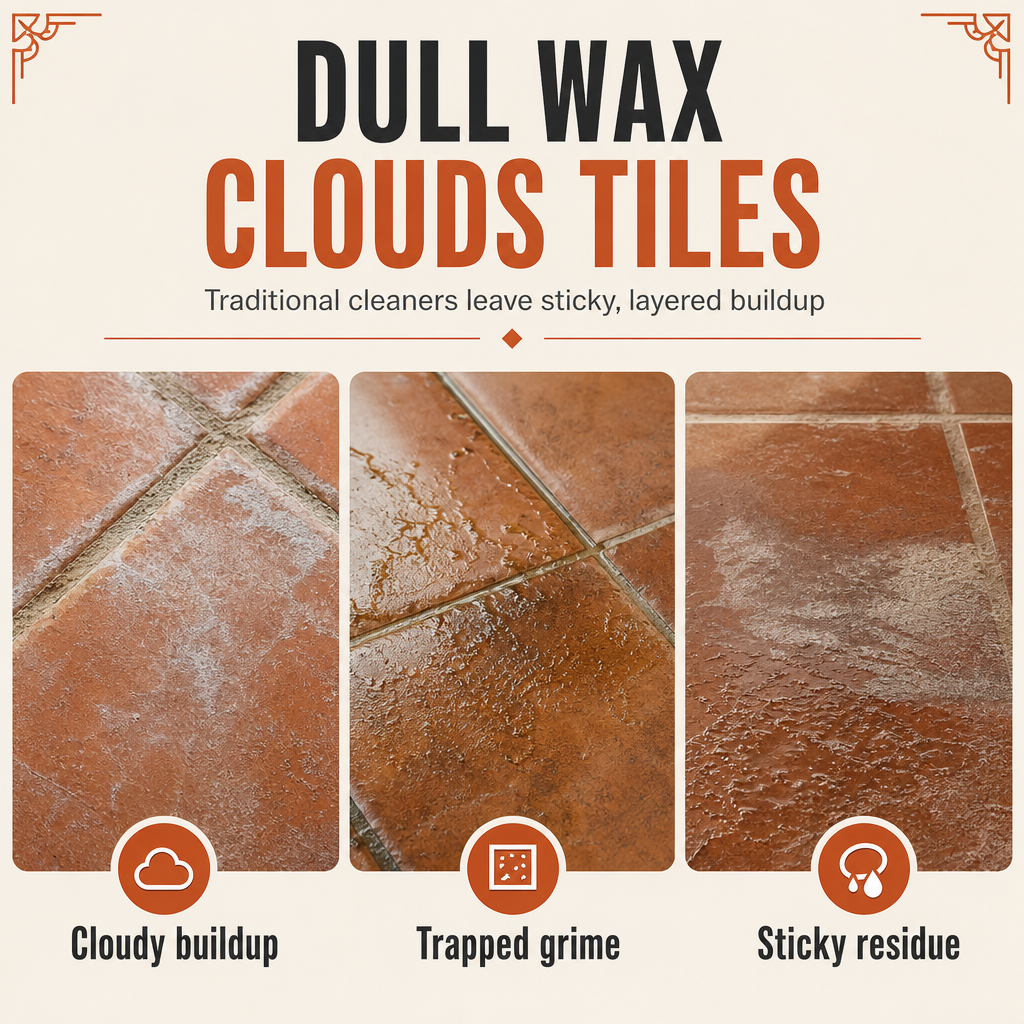 🥳2026 HOT SALE🥳💞50K+ SOLD! 🧴🧽 50% OFF! Terracotta & Saltillo Tile Wax Remover Spray – active foam dissolves thick wax, includes scraper. Restore natural matte finish in 3 steps! 🏺✨