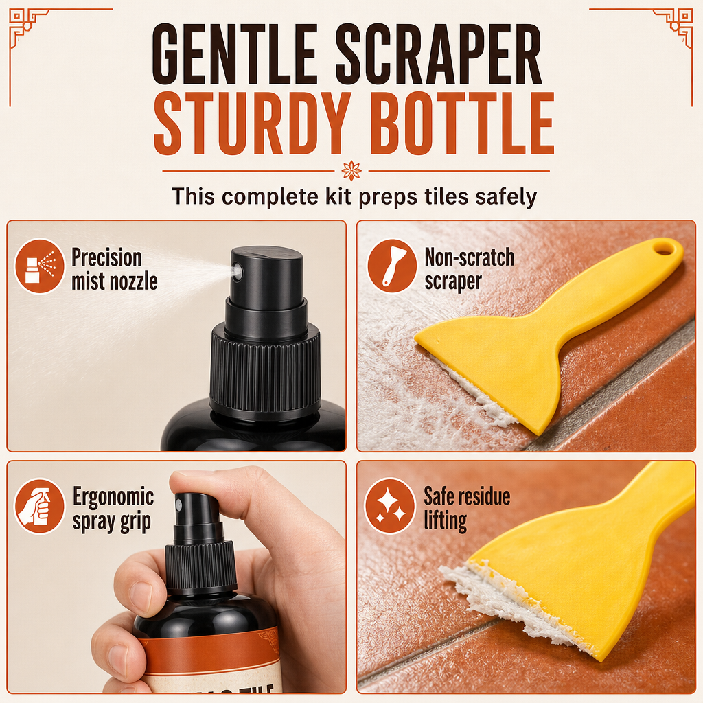 🥳2026 HOT SALE🥳💞50K+ SOLD! 🧴🧽 50% OFF! Terracotta & Saltillo Tile Wax Remover Spray – active foam dissolves thick wax, includes scraper. Restore natural matte finish in 3 steps! 🏺✨