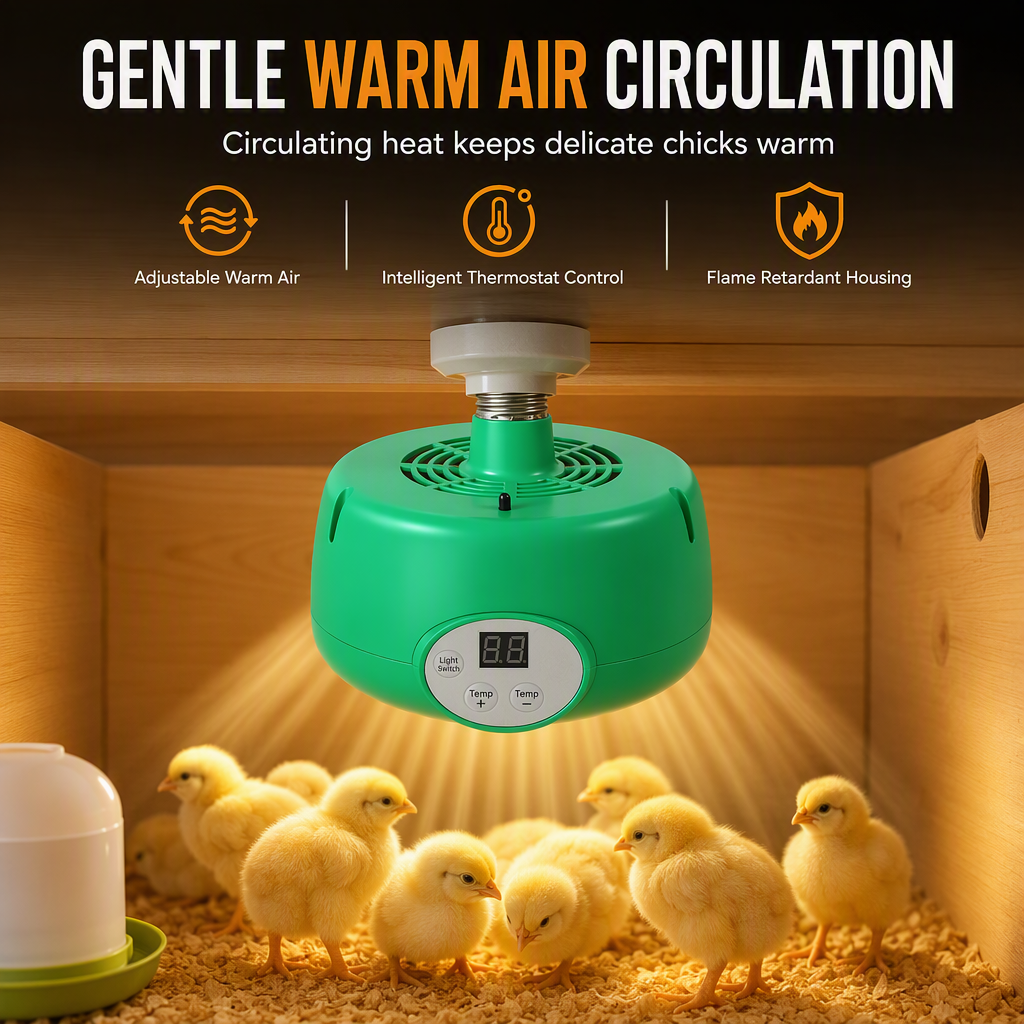 🥳2026 HOT SALE🥳💞50K+ SOLD! 🐥🔥 50% OFF! Intelligent Brooder Heater – digital temp control & forced-air circulation for even warmth. E27 screw-in, for chicks & small animals. Safe & compact! 🛡️✅