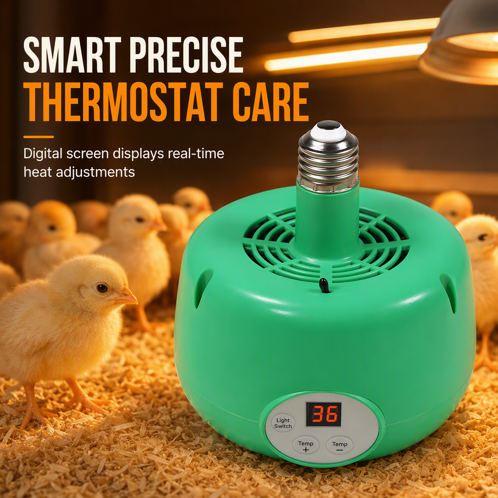 🥳2026 HOT SALE🥳💞50K+ SOLD! 🐥🔥 50% OFF! Intelligent Brooder Heater – digital temp control & forced-air circulation for even warmth. E27 screw-in, for chicks & small animals. Safe & compact! 🛡️✅