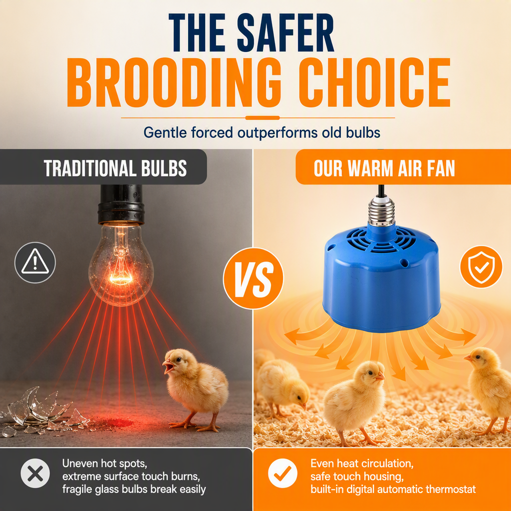 🥳2026 HOT SALE🥳💞50K+ SOLD! 🐥🔥 50% OFF! Intelligent Brooder Heater – digital temp control & forced-air circulation for even warmth. E27 screw-in, for chicks & small animals. Safe & compact! 🛡️✅