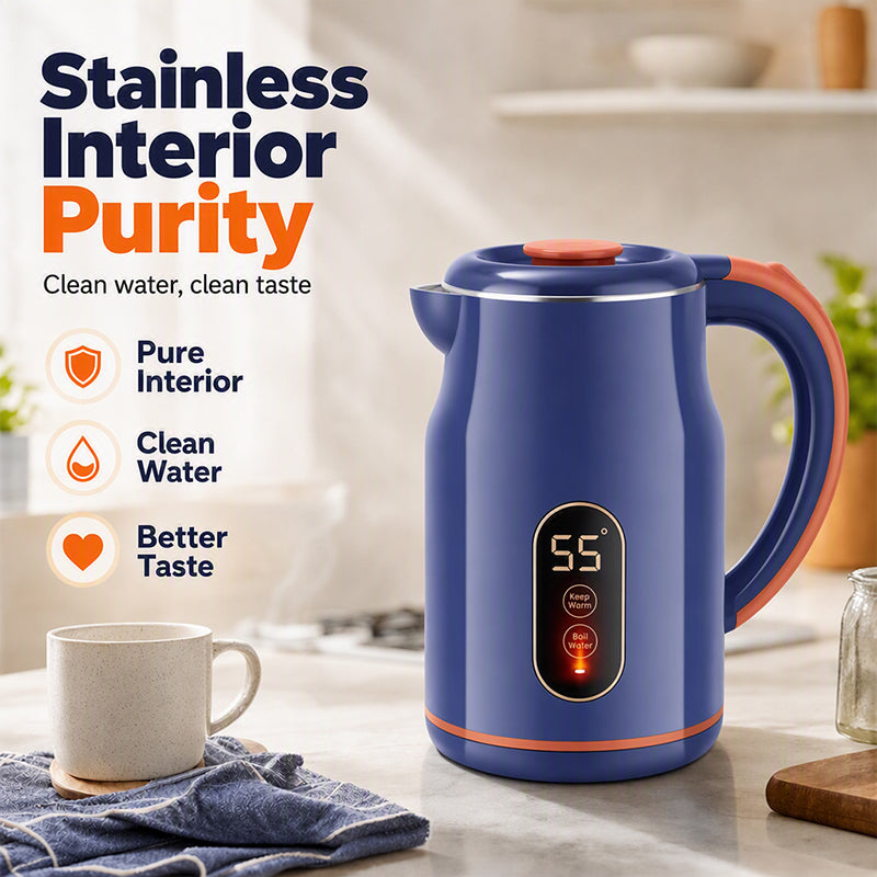 🥳2026 HOT SALE🥳💞50K+ SOLD! ☕🔥 50% OFF! Smart Electric Kettle – 3L, 1500W fast boil, 55°C keep warm, temp display & cool-touch. Family-size convenience! 🛡️✅