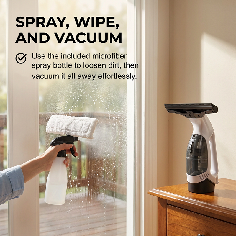 🥳2026 HOT SALE🥳💞50K+ SOLD! 🧊💙50% OFF! Electric Window Vacuum with Extension Rod – sucks up dirty water, streak-free silicone blade, 130cm reach. No ladder needed! 🏠✅