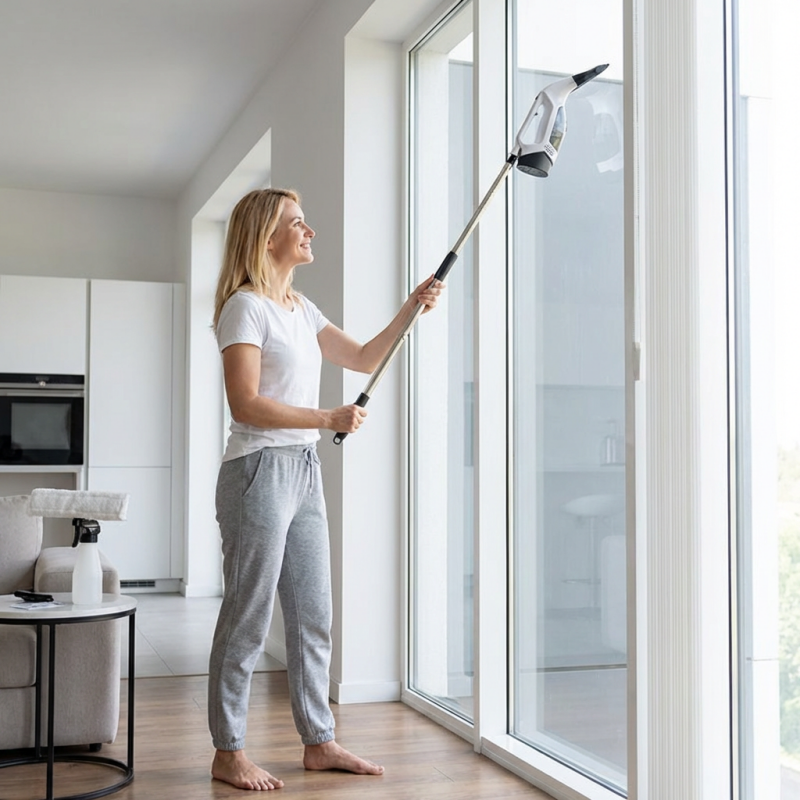 🥳2026 HOT SALE🥳💞50K+ SOLD! 🧊💙50% OFF! Electric Window Vacuum with Extension Rod – sucks up dirty water, streak-free silicone blade, 130cm reach. No ladder needed! 🏠✅