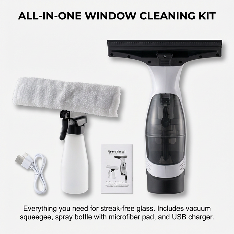 🥳2026 HOT SALE🥳💞50K+ SOLD! 🧊💙50% OFF! Electric Window Vacuum with Extension Rod – sucks up dirty water, streak-free silicone blade, 130cm reach. No ladder needed! 🏠✅