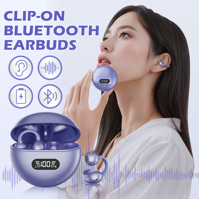 🥳2026 HOT SALE🥳💞50K+ SOLD! 🎧👂 50% OFF! Open-Ear Clip-On Bluetooth Earbuds – all-day comfort, immersive sound, leakage control, 8-10h battery, touch control. No ear pain! 🔋💪