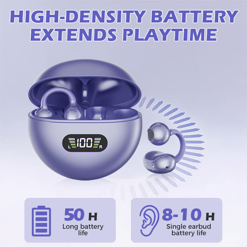 🥳2026 HOT SALE🥳💞50K+ SOLD! 🎧👂 50% OFF! Open-Ear Clip-On Bluetooth Earbuds – all-day comfort, immersive sound, leakage control, 8-10h battery, touch control. No ear pain! 🔋💪