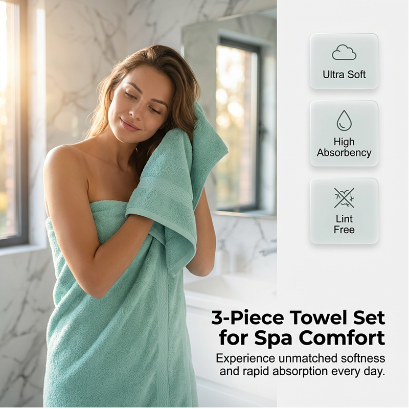 🥳2026 HOT SALE🥳💞50K+ SOLD! 🛁🧺 50% OFF! 3-Piece Bath Towel Set – high-density weave, quick-dry, plush thickness. Face, hand & bath towels. Spa comfort at home! ✨💚