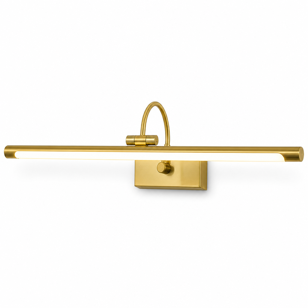 🥳2026 HOT SALE🥳💞50K+ SOLD! 💡✨ 50% OFF! Modern LED Bathroom Vanity Light – adjustable brass body, dual-axis rotation, museum-quality spotlight, flicker-free. Perfect for mirrors & wall art! 🛡️💪