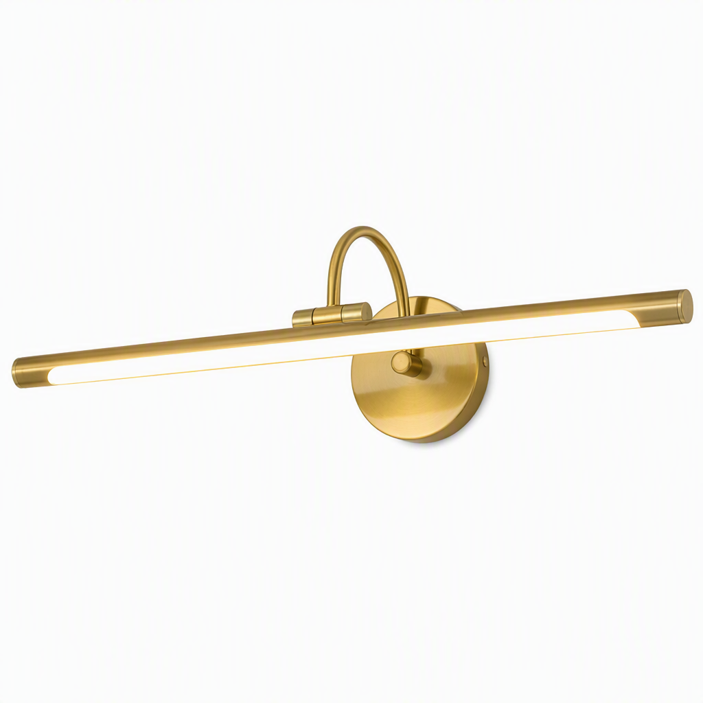 🥳2026 HOT SALE🥳💞50K+ SOLD! 💡✨ 50% OFF! Modern LED Bathroom Vanity Light – adjustable brass body, dual-axis rotation, museum-quality spotlight, flicker-free. Perfect for mirrors & wall art! 🛡️💪