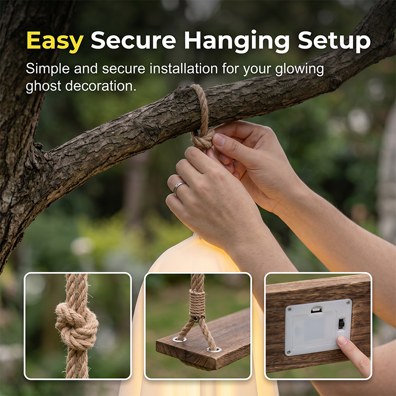 🥳2026 HOT SALE🥳💞50K+ SOLD! 👻🎃 50% OFF! Halloween Hanging Swing Ghost – dual glow LED, weatherproof fabric, remote control. Haunt your garden & delight trick-or-treaters! 🏠✨