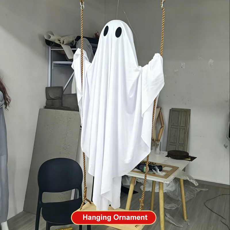 🥳2026 HOT SALE🥳💞50K+ SOLD! 👻🎃 50% OFF! Halloween Hanging Swing Ghost – dual glow LED, weatherproof fabric, remote control. Haunt your garden & delight trick-or-treaters! 🏠✨