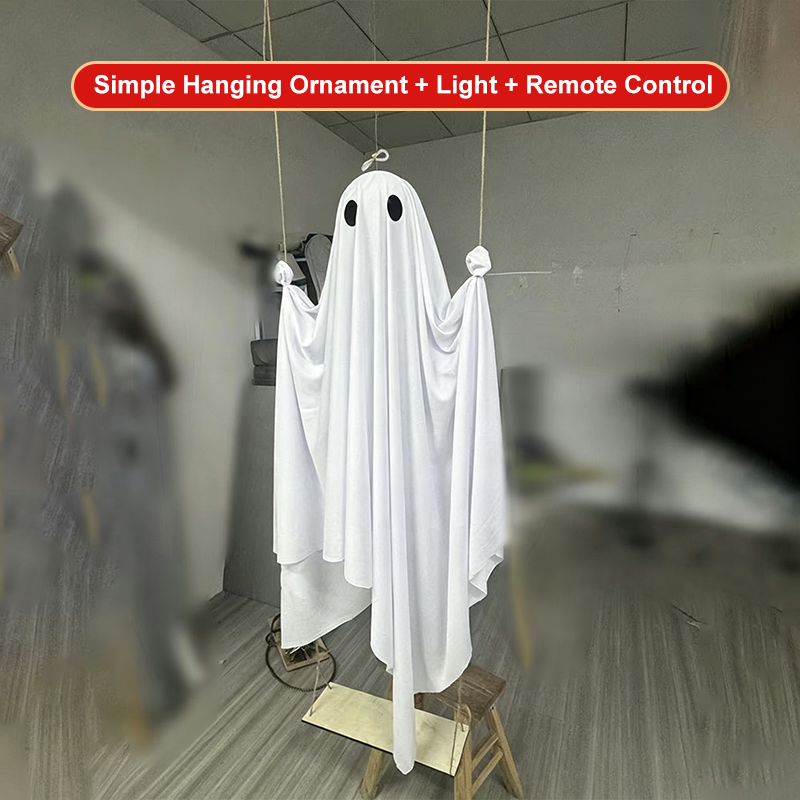 🥳2026 HOT SALE🥳💞50K+ SOLD! 👻🎃 50% OFF! Halloween Hanging Swing Ghost – dual glow LED, weatherproof fabric, remote control. Haunt your garden & delight trick-or-treaters! 🏠✨