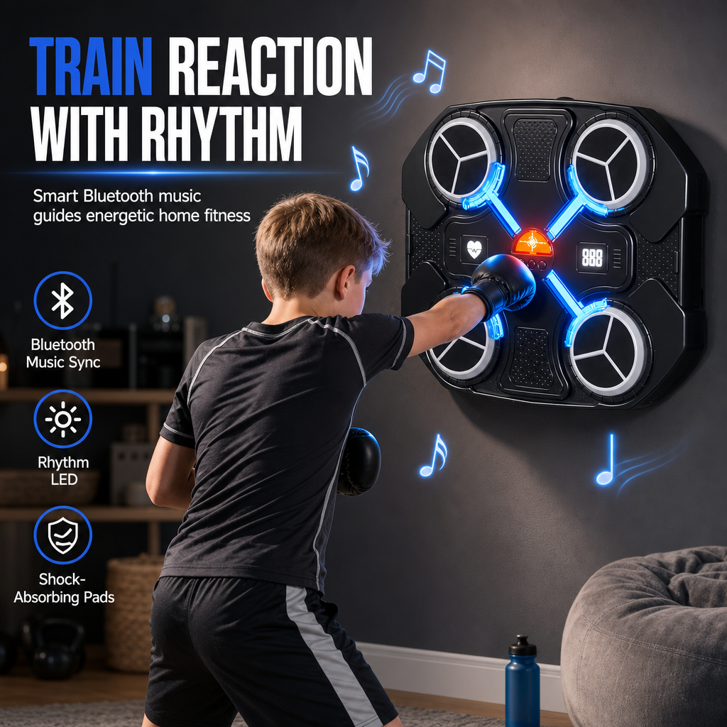 🥳2026 HOT SALE🥳💞50K+ SOLD! 🥊🎵 50% OFF! Kids Music Boxing Target – rhythm LED lights, Bluetooth music sync, shock-absorbing, wall-mount. Fun fitness & stress relief for kids! 🛡️💪