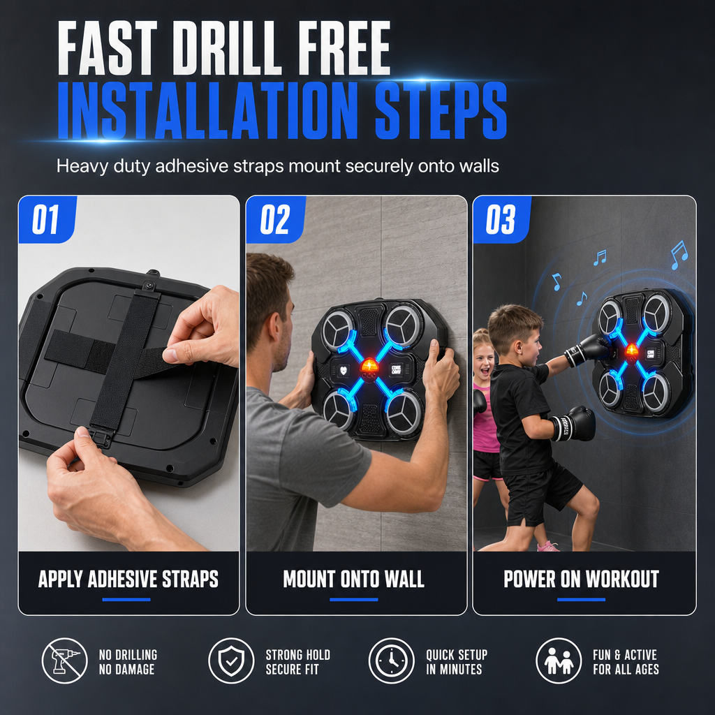 🥳2026 HOT SALE🥳💞50K+ SOLD! 🥊🎵 50% OFF! Kids Music Boxing Target – rhythm LED lights, Bluetooth music sync, shock-absorbing, wall-mount. Fun fitness & stress relief for kids! 🛡️💪