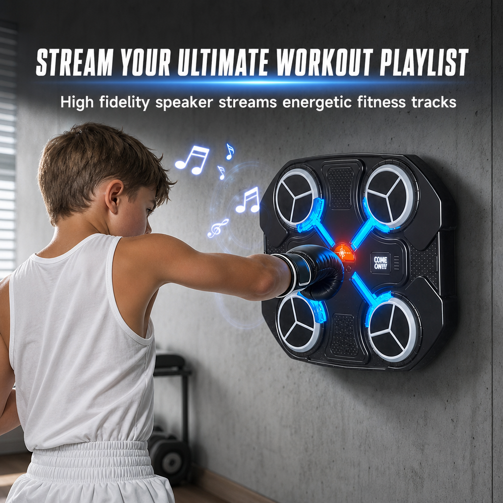 🥳2026 HOT SALE🥳💞50K+ SOLD! 🥊🎵 50% OFF! Kids Music Boxing Target – rhythm LED lights, Bluetooth music sync, shock-absorbing, wall-mount. Fun fitness & stress relief for kids! 🛡️💪