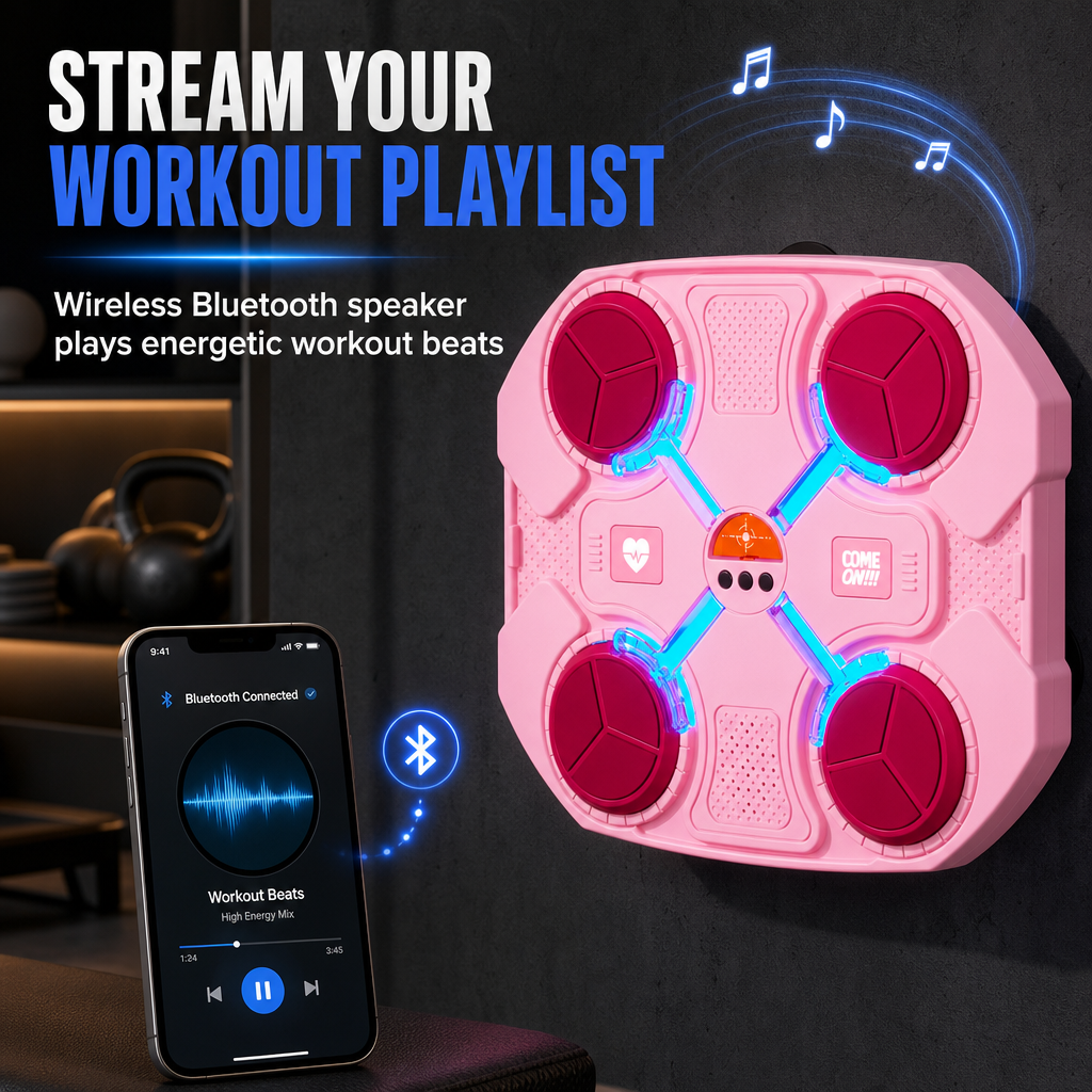 🥳2026 HOT SALE🥳💞50K+ SOLD! 🥊🎵 50% OFF! Kids Music Boxing Target – rhythm LED lights, Bluetooth music sync, shock-absorbing, wall-mount. Fun fitness & stress relief for kids! 🛡️💪