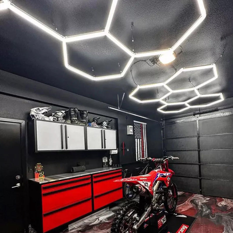 🥳2026 HOT SALE🥳💞50K+ SOLD! 💡🏠 50% OFF! Hexagon LED Garage Light – 6000LM ultra-bright, 5 adjustable panels, no dark spots. E26 easy install, dustproof & 50,000h. Light up your garage! 🔧💪
