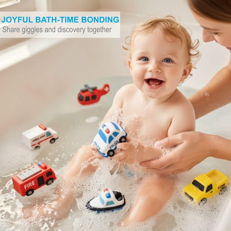 🥳2026 HOT SALE🥳💞50K+ SOLD! 🛁🚗 50% OFF! 6PCS Mold-Free Baby Silicone Bath Toys – soft, safe & fully sealed. No holes, no mould! Float, squeeze & learn colours. Perfect for grandkids! 🧼💚