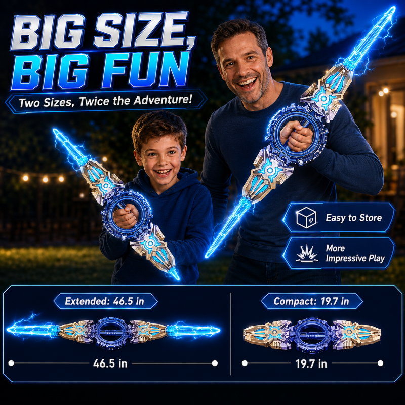 🥳2026 HOT SALE🥳💞50K+ SOLD! ⚔️✨ 50% OFF! Rechargeable Double-Blade Light Up Sword – 360° spin, extendable, 24 light modes, motion sounds, USB-C. Epic gift for kids 6+! 🎁💪