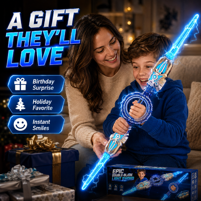 🥳2026 HOT SALE🥳💞50K+ SOLD! ⚔️✨ 50% OFF! Rechargeable Double-Blade Light Up Sword – 360° spin, extendable, 24 light modes, motion sounds, USB-C. Epic gift for kids 6+! 🎁💪
