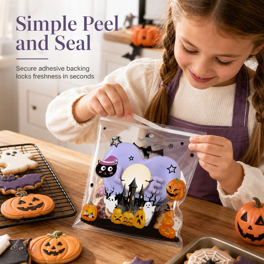 🥳2026 HOT SALE🥳💞50K+ SOLD! 🎃👻 LAST DAY SPECIAL £9.99! Halloween Self-Sealing Treat Bags – 100 pcs, airtight & moisture-proof. Keep cookies & candy fresh! 🍪✨